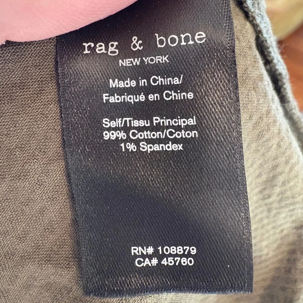Rag & Bone Camille Seersucker Olive Green Button Front‎ Shorts Size 8